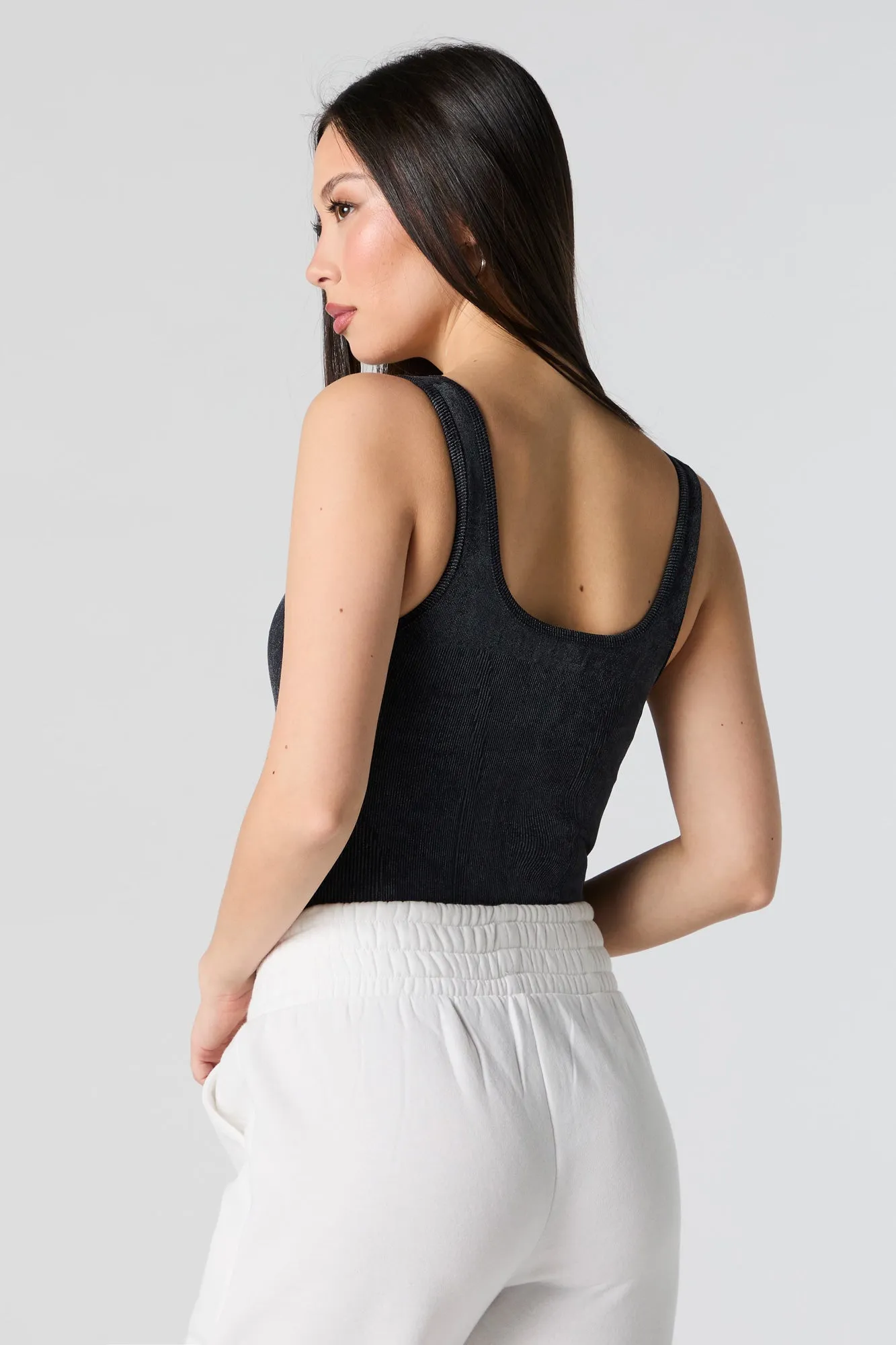 Ribbed Scoop Neck Tank Bodysuit