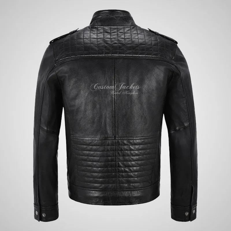 ROLF Mens Biker Style Leather Jacket Soft Lamb Napa Leather