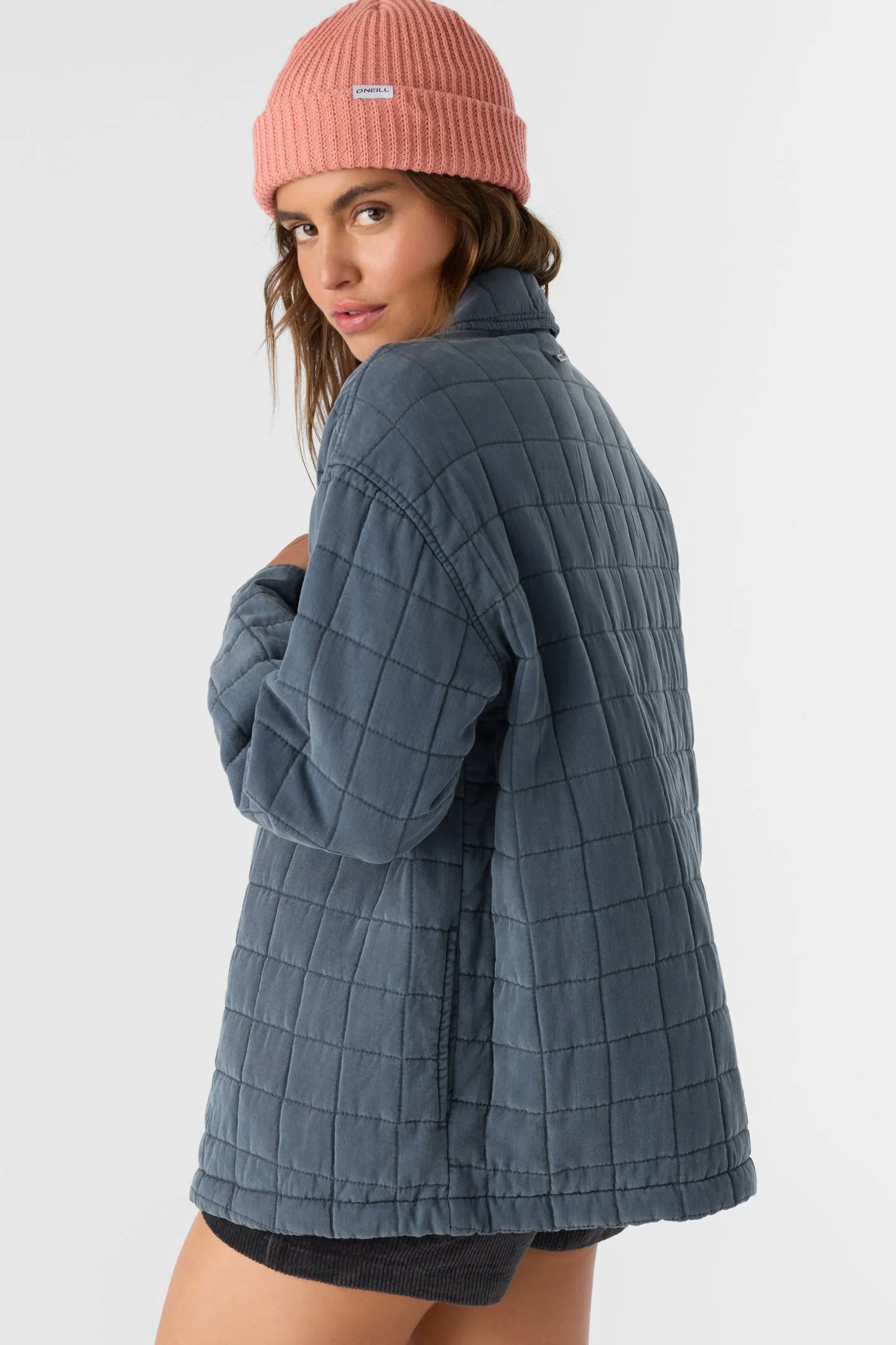 RYA QUILTED OVERSIZED FIT SNAP FRONT JACKET