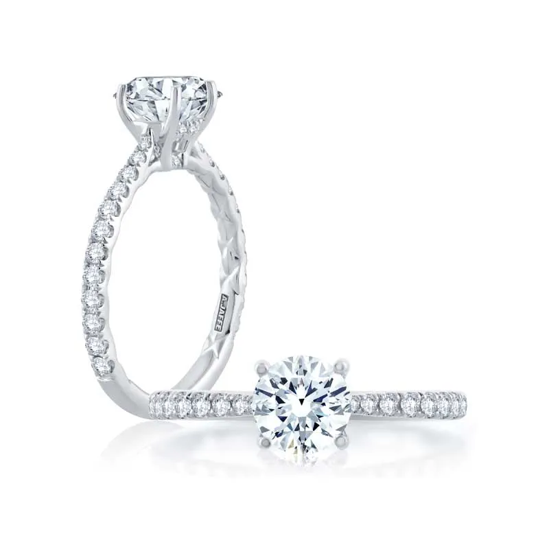 Scalloped Pave Diamond Engagement Ring with Quilted Interior