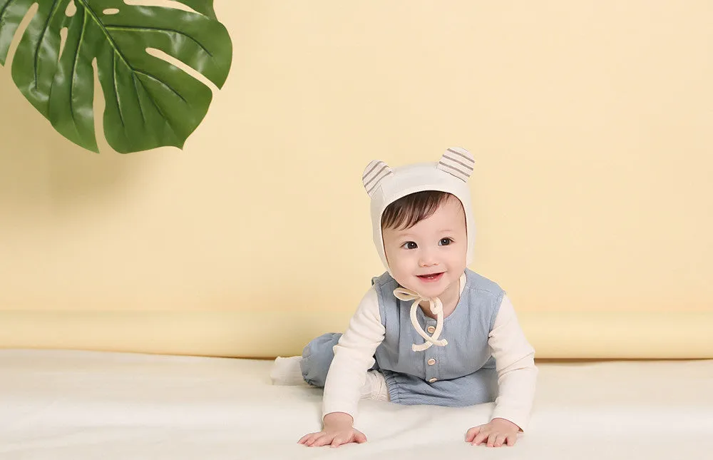 Striped Creamy Bear Bonnet