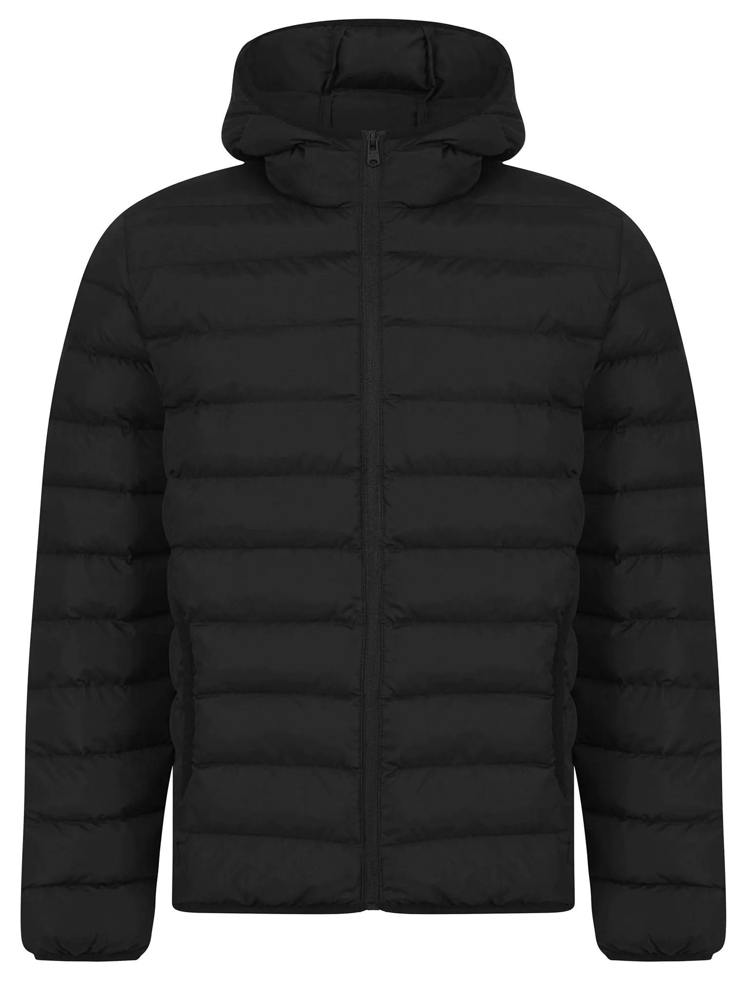 Tamary Quilted Puffer Jacket with Hood in Jet Black - Tokyo Laundry