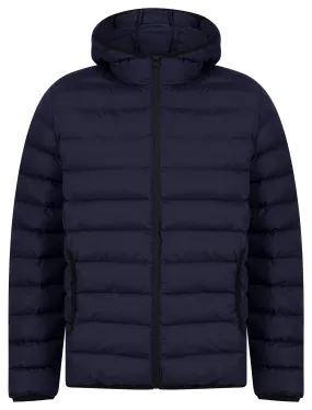 Tayten Quilted Puffer Jacket with Hood in Sky Captain Navy - Tokyo Laundry