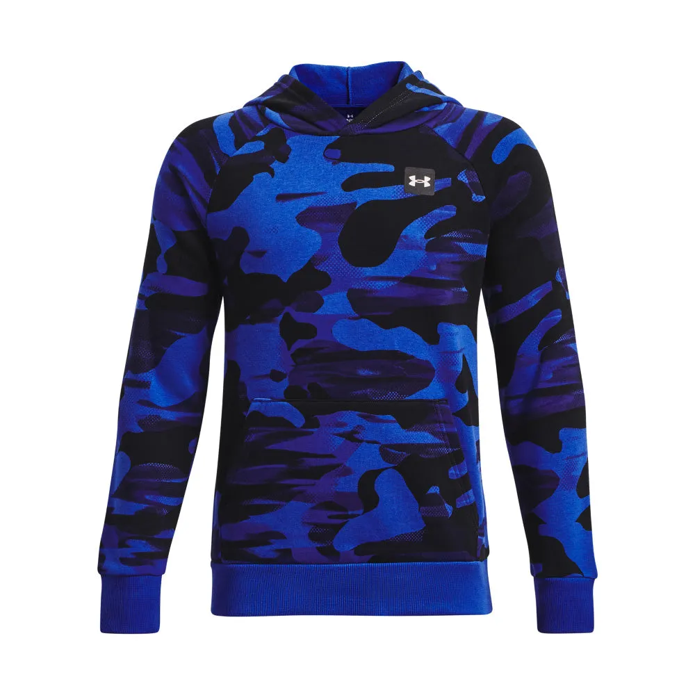 UNDER ARMOUR KIDS RIVAL FLEECE BLUE PRINTED HOODIE