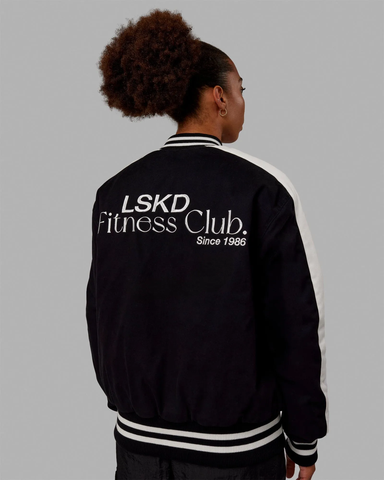 Unisex Fitness Club Bomber Jacket - Black-Off White