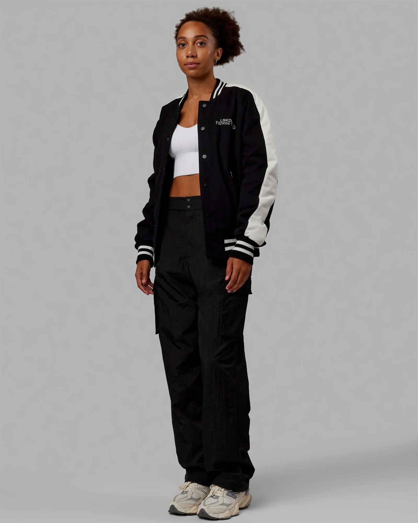 Unisex Fitness Club Bomber Jacket - Black-Off White