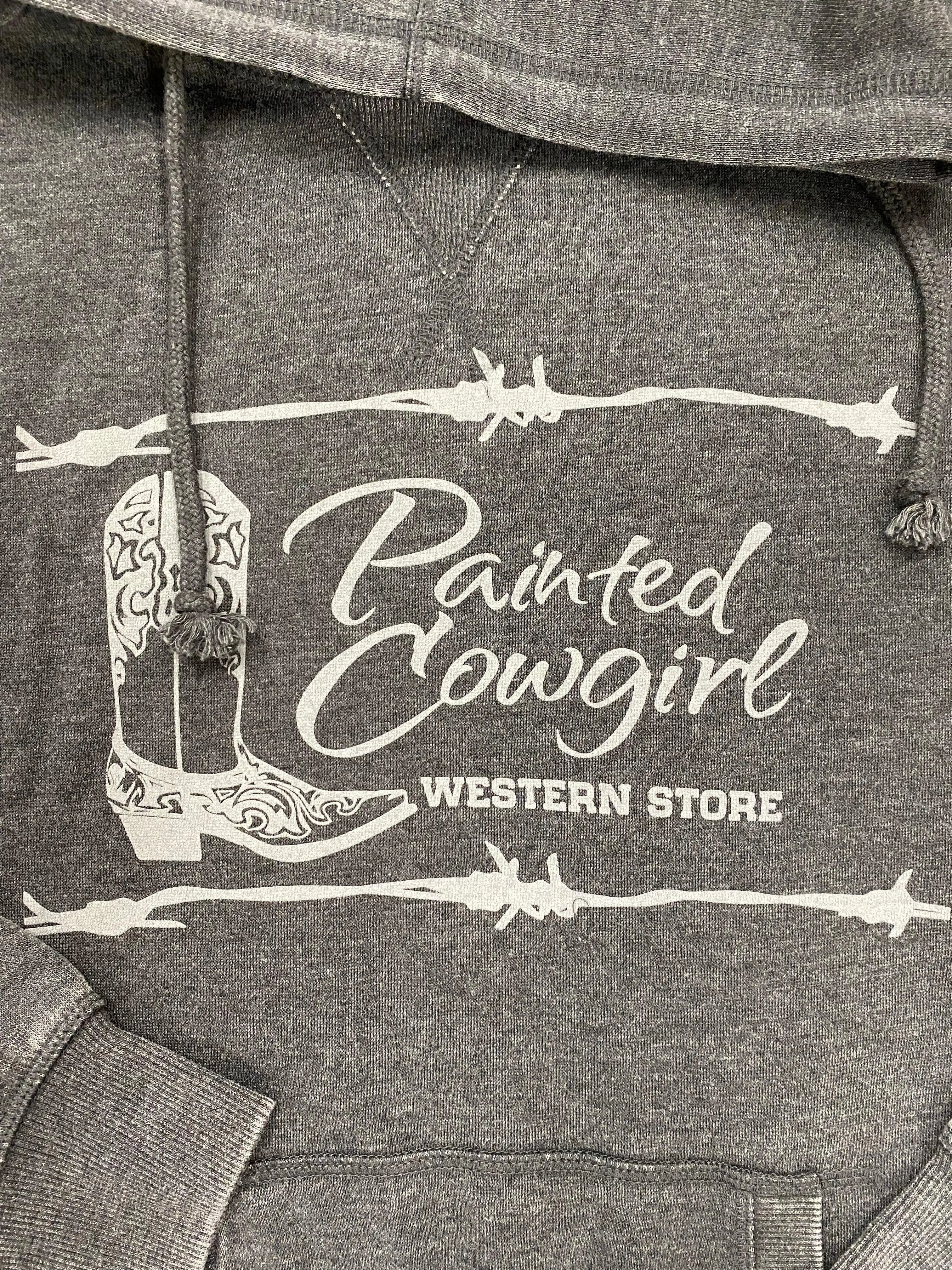 Unisex Painted Cowgirl Logo Hoodie Charcoal Grey MFL-1044