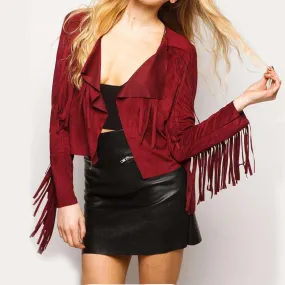 Vegan Faux Suede Fringe Jacket