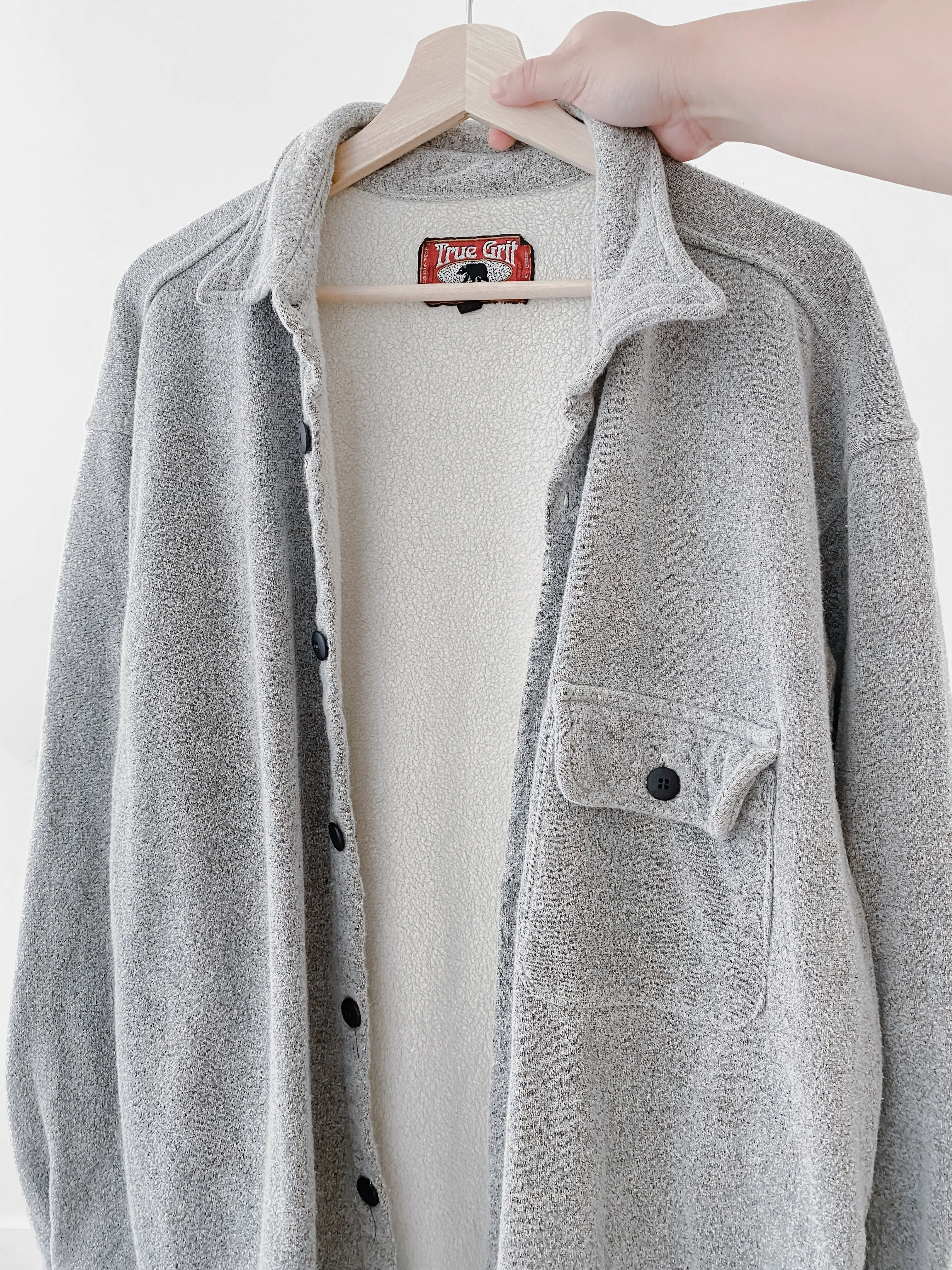 Vintage Gray Fleece Button Up (L)