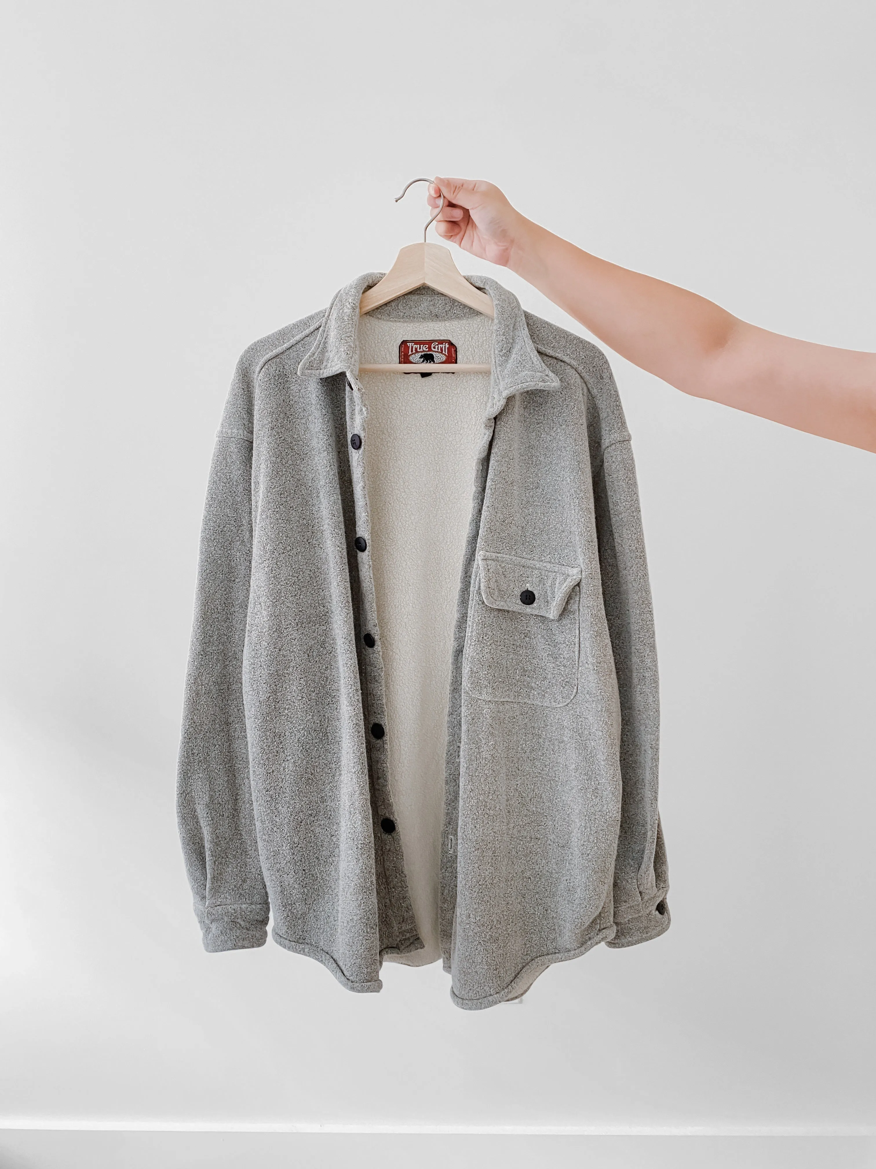 Vintage Gray Fleece Button Up (L)