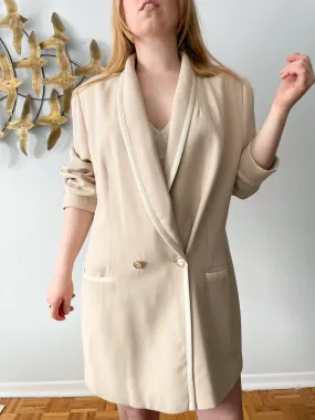 Vintage Peter Nygard Long Beige Blazer Dress - Size 16