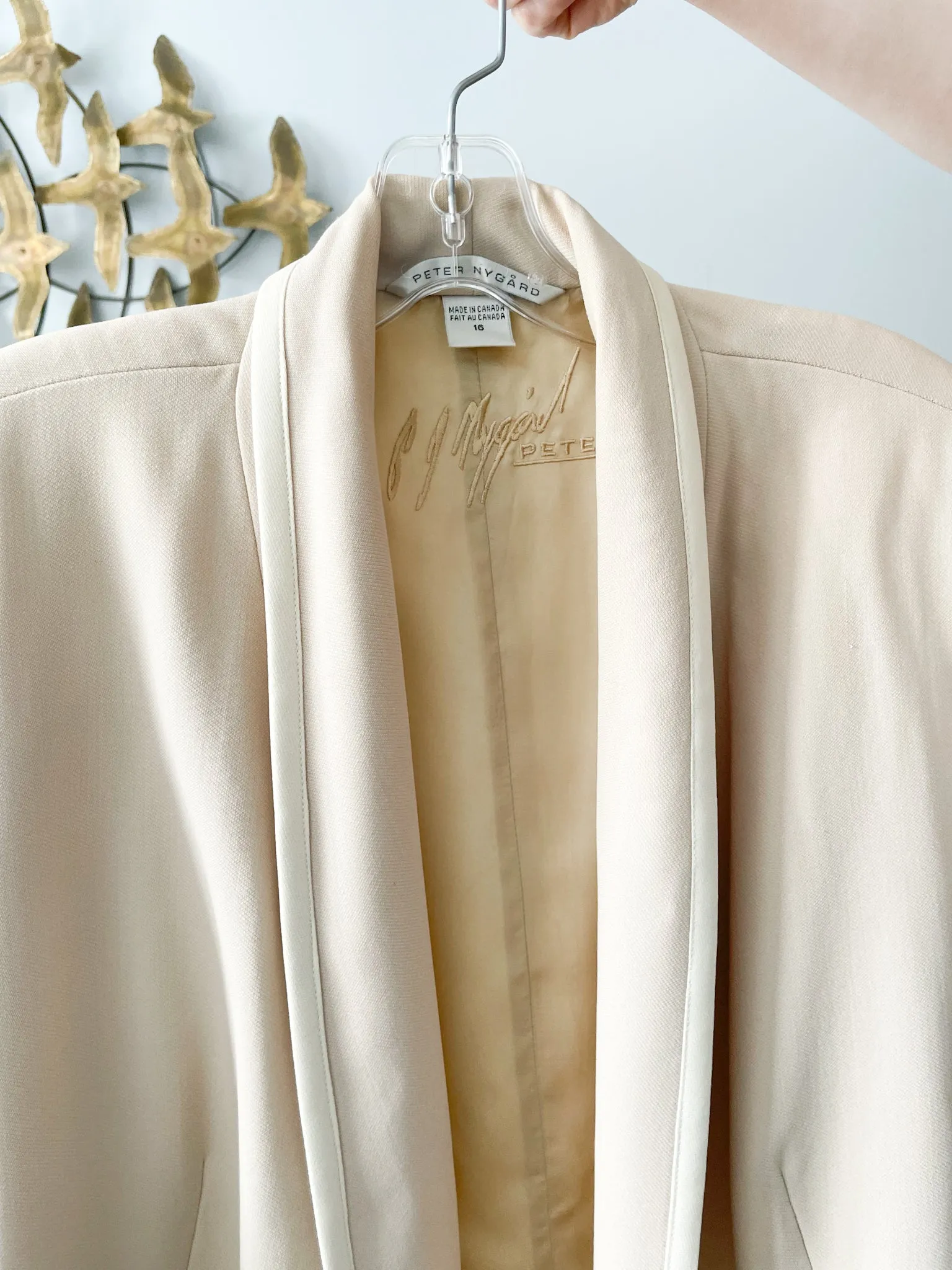 Vintage Peter Nygard Long Beige Blazer Dress - Size 16