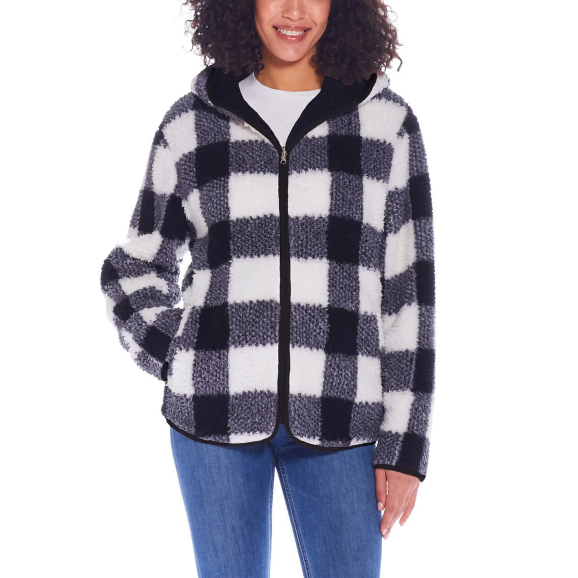 Weatherproof Women's Reversible Ultra Cozy Plush Fleece Plaid Jacket