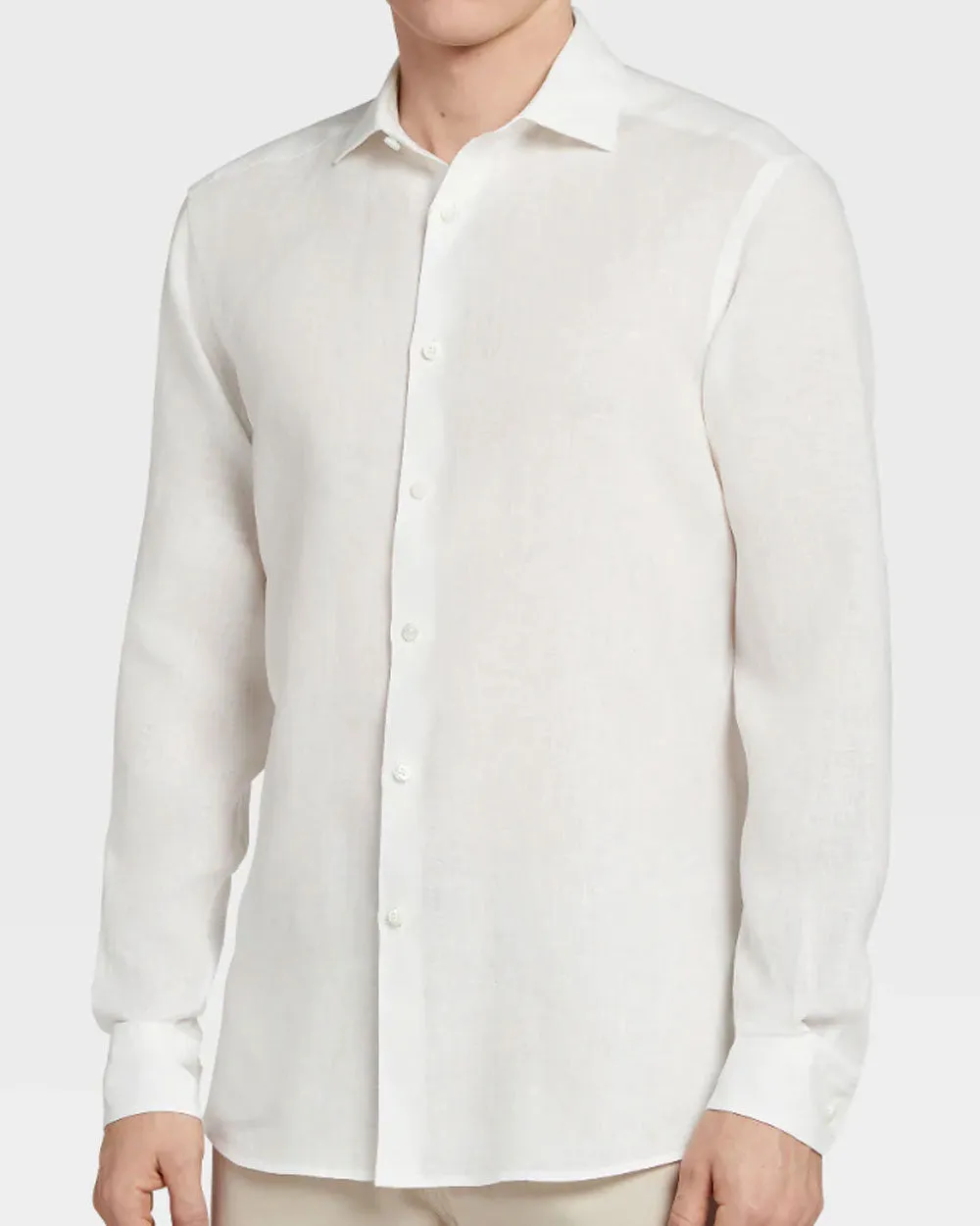 White Pure Linen Sport Shirt