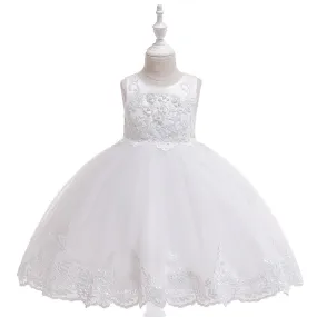 White Sleeveless Tulle Dress (3-10 Yrs)