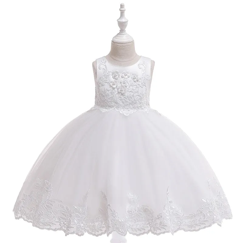 White Sleeveless Tulle Dress (3-10 Yrs)