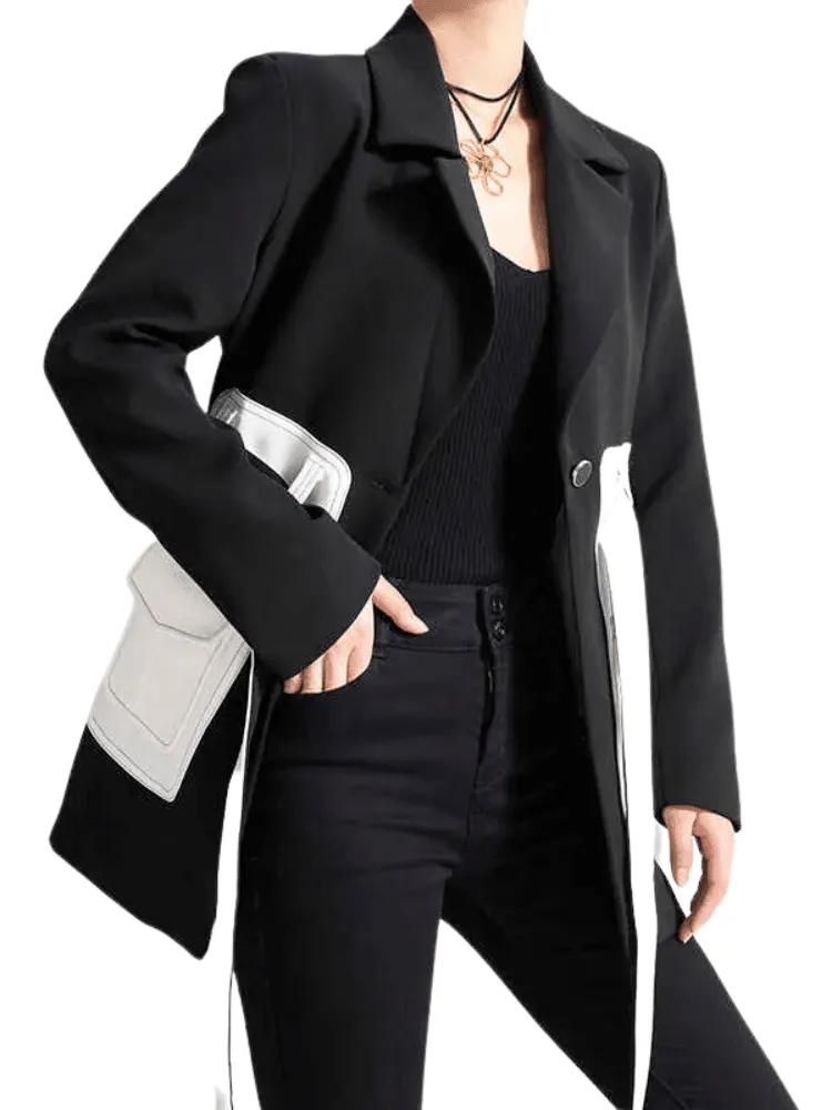 Women's Black and White Blazer