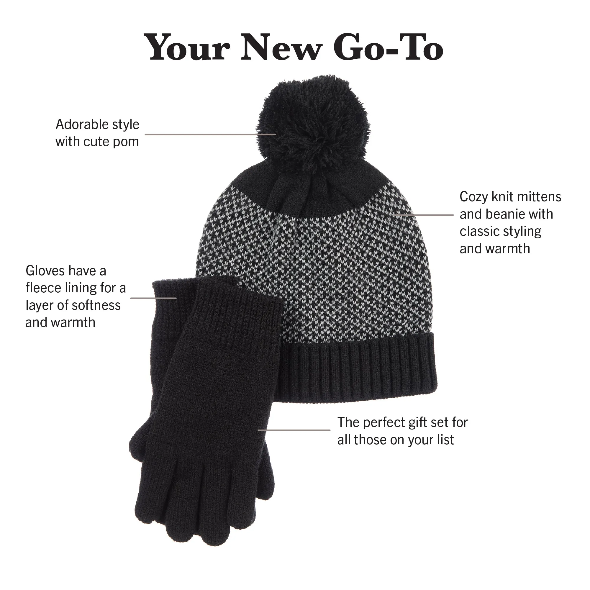 Women's Knit Glove and Knit Hat Gift Set