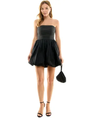 Womens Pleated Mini�Flare Dress,Black