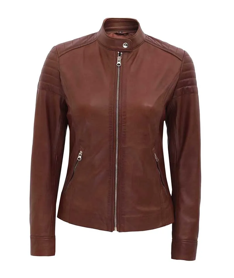 Women's Quilted Biker Leather Jacket