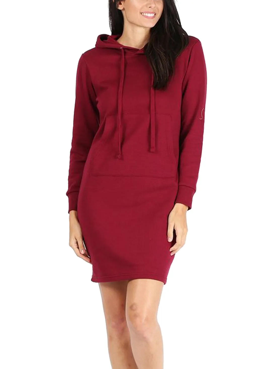 Women's Slim Fit Long Sleeve Fleece Sweater Dress (FWD1151)