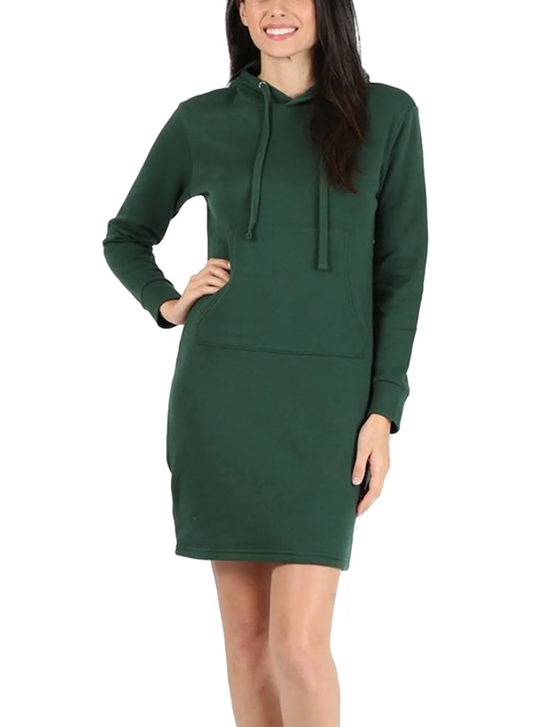 Women's Slim Fit Long Sleeve Fleece Sweater Dress (FWD1151)