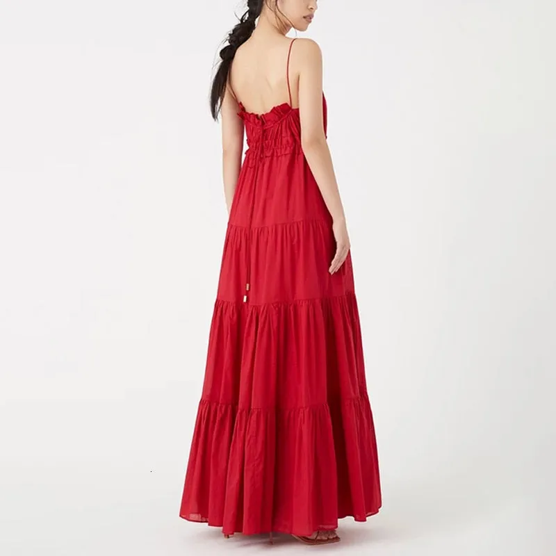 Women's Summer Loose High-Waist Long Dress With Ruffles