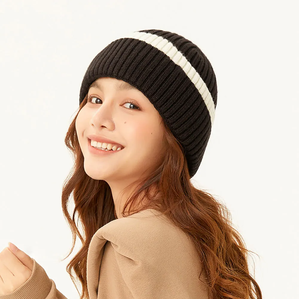 Women's Winter Contract Color Heated Knit Hat