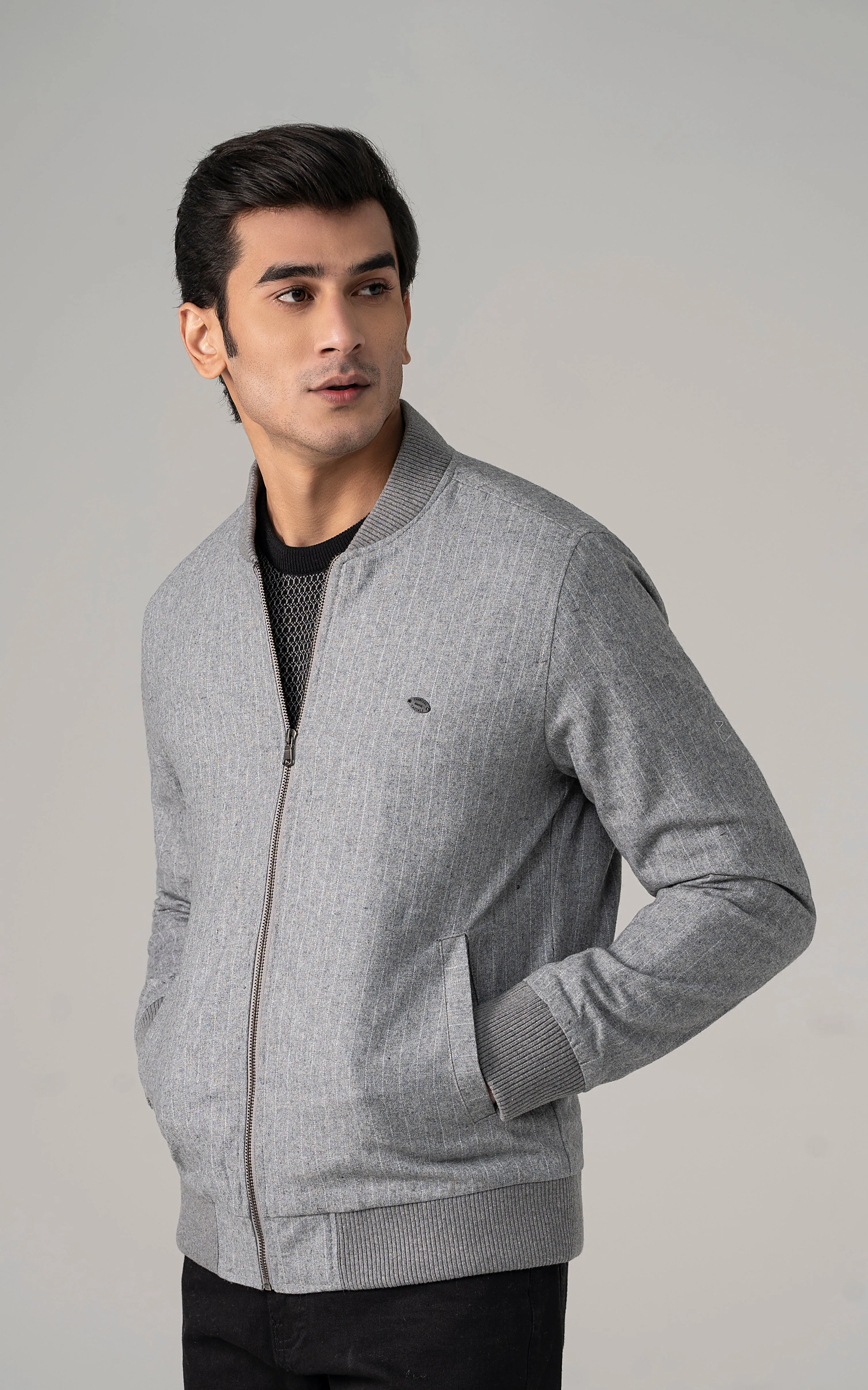 Wool Blend Bomber Jacket grey